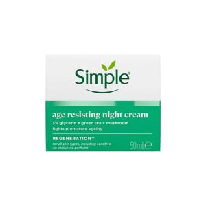 Simple Age Resisting Night Cream with Glycerin Green Tea and Mushroom 50ml•