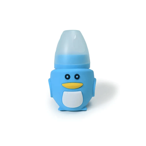 Baby Glass Feeder With Silicon Cover 120ml - Blue