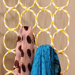 Foldable 28 Ring Scarf Hanger - Yellow White