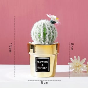 Small Nordic Gold-Plated Ceramic Home Decor Artificial Potted Cactus - Cactus (20166)