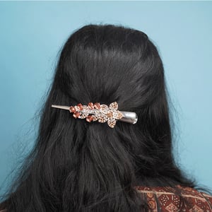 Flower Shape Rhinestone Hair Clip - Bronze
