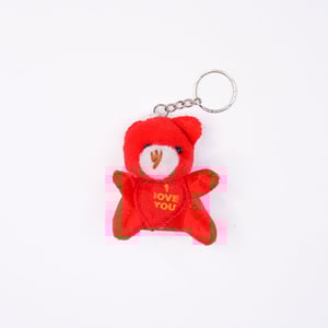 Mini Teddy Bear Key Ring With Kiss & I love You Sound - Red