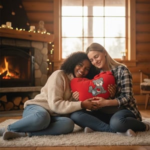 Red Heart Shape Soft Pillow - Mini Hearts