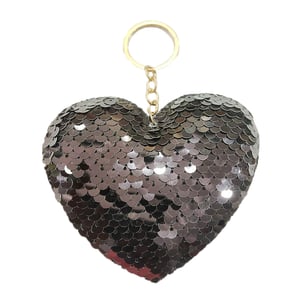 Sequin Soft Heart Key Ring - Black