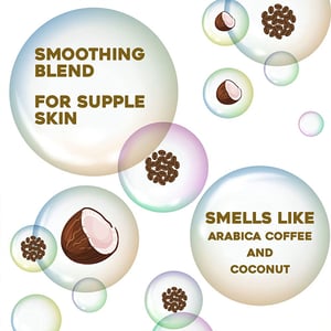 OGX Smooth + Coconut Coffee Scrub And Wash 577ml •