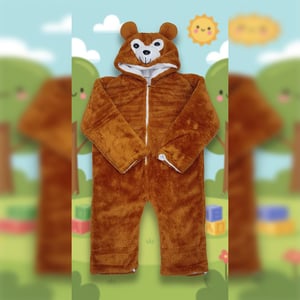 Winter Teddy Romper For Baby - Brown Medium