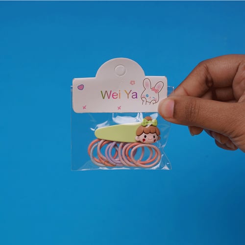 Girls Mini Hair Clip & Band Set - Light Green