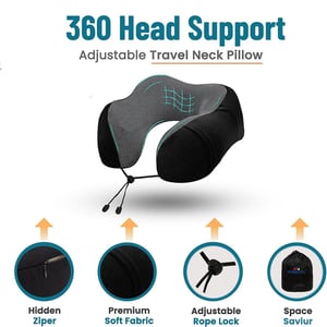 Adjustable Ultra Soft & Comfort Travel Pillow - Black