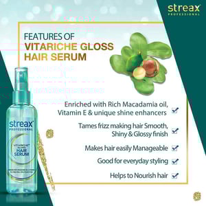 Streax Professional Vitariche Gloss Hair Serum 115ml •