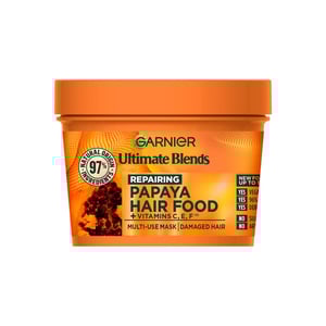 Garnier Ultimate Blends Repairing Papaya Hair Food + Vitamins C, E, F Multi-Use Hair Mask For Damaged Hair 400ml •