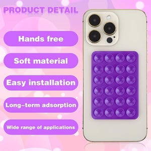 Adhesive Silicone Suction Phone Holder - Purple