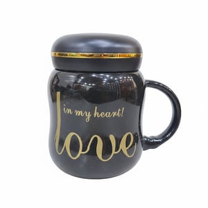 Ceramic Mug With Lid - Black