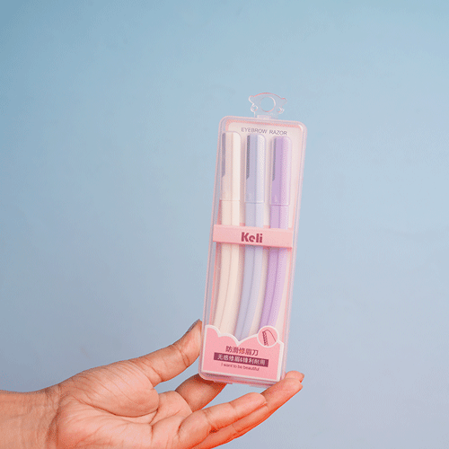 Keli Eyebrow Razor 3pcs (TM1208) - Off-White Baby Blue Purple