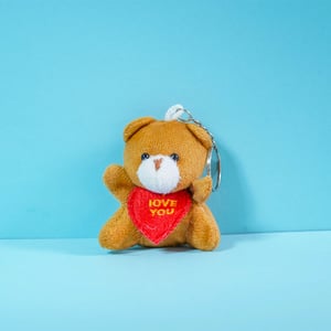 Mini Teddy Bear Key Ring With Kiss & I love You Sound - Brown