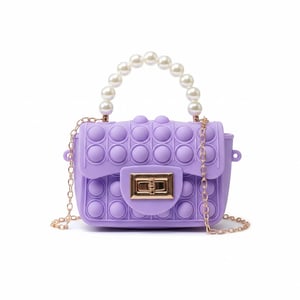 Pearl Handle Silicone Pop-It Bag For Baby Girl - Purple