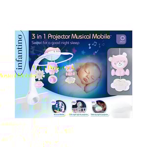 Infantino 3-in-1 Projector Musical Mobile For Baby - Pink (9142)