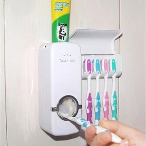 Tooth Paste Dispenser With Tooth Brush Holder