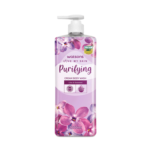 Watsons Love My Skin Lilac & Seaweed Scented  Purifying Cream Body Wash 1000ml •