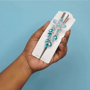 Flower Shape Rhinestone Hair Clip - Ocean
