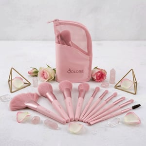 Qolore Makeup Brush Set 10pcs - Pink