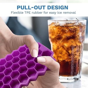 Honeycomb Pattern Ice Cube Trays With Cover - Purple