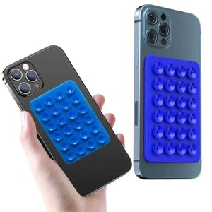Adhesive Silicone Suction Phone Holder - Blue