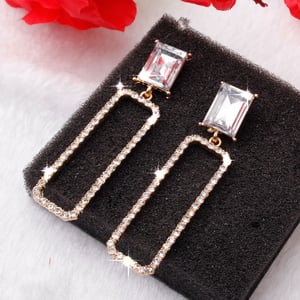 New Trendy Crystal Long Rectangle Earrings (301043)