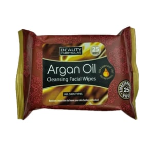 Beauty Formulas Argan Oil Cleansing Facial 25 Wipes •