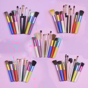 Multicolor Kabuki Makeup Brush 10pcs Set - Assorted