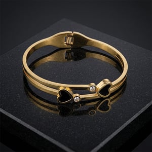 Luxurious Design Bracelet For Women - Double Heart & Stone