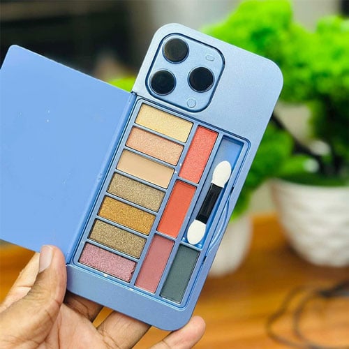 Biggerbowie Iphone 14 Pro Max Shaped 11 Color Eyeshadow Palette with Mirror - Purple