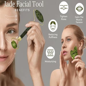 Daily Facial Massage Roller With Gua Sha - Green