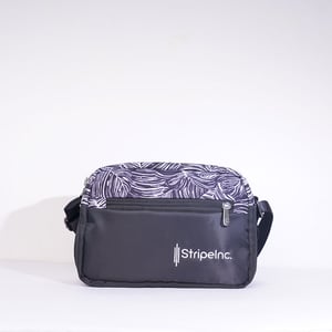 Stripelnc Ladies Crossbody Bag - Black & White Leaf
