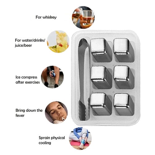 Reusable Metal Ice Cube With Clamp Set