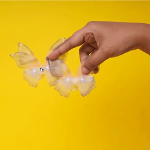 Semi Transparent Net Butterfly Hairclip 1pcs - Yellow & White