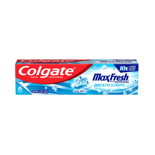 Colgate Max Fresh With Whitening Breath Strips Cool Mint Toothpaste 178g  •