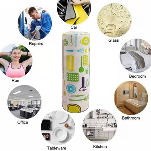 Microfiber Multi-Purpose 20pcs Cloth Roll - Greenish Utensil