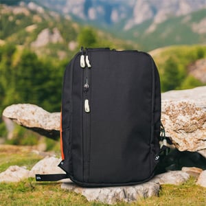Stripelnc Exclusive Travel Backpack - Black With Orange Border