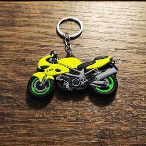 Motorcycle Rubber Silicone Keychain - Bright Green