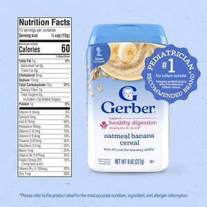 Gerber Probiotic Oatmeal Banana Cereal 227gm •
