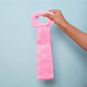 Exfoliating Silicone Body Back Scrubber Belt - Pink
