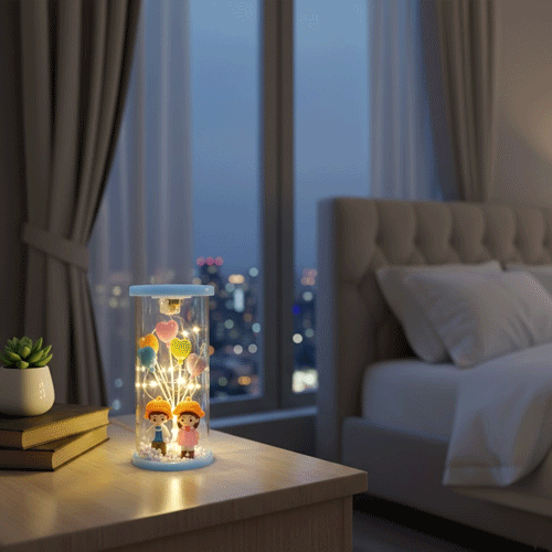 Romantic Couple Love Balloon Night Light - Sky Blue