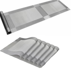 Placemats with Table Runner Set - Silver