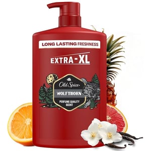 Old Spice Extra-XL Wolfthorn Scent Of Wild Citrus 3 In 1 Body Hair Face Wash 1L •