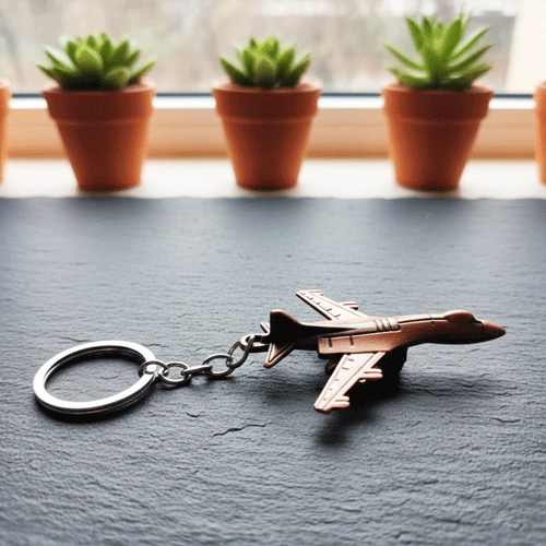Metal Key Ring Fighter Jet - Bronze
