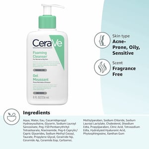 CeraVe Foaming Cleanser For Normal To Oily Skin 236ml .