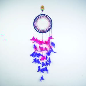 Dream Catcher With Feather & Pearl - Purple & Pink