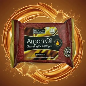 Beauty Formulas Argan Oil Cleansing Facial 25 Wipes •