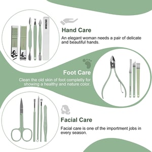 16pcs Manicure Set Pouch - Lemon Green