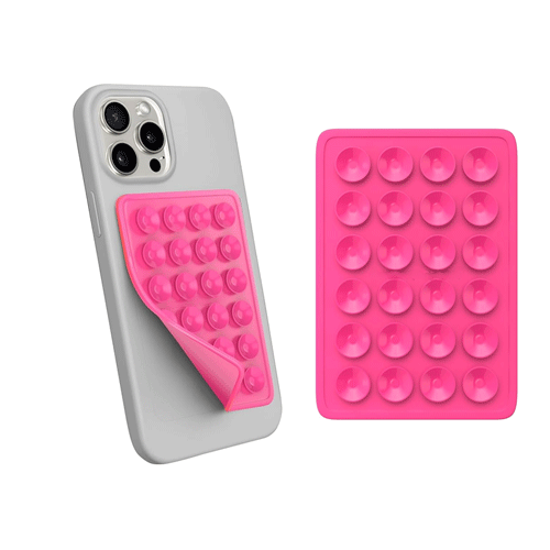 Adhesive Silicone Suction Phone Holder - Hot Pink